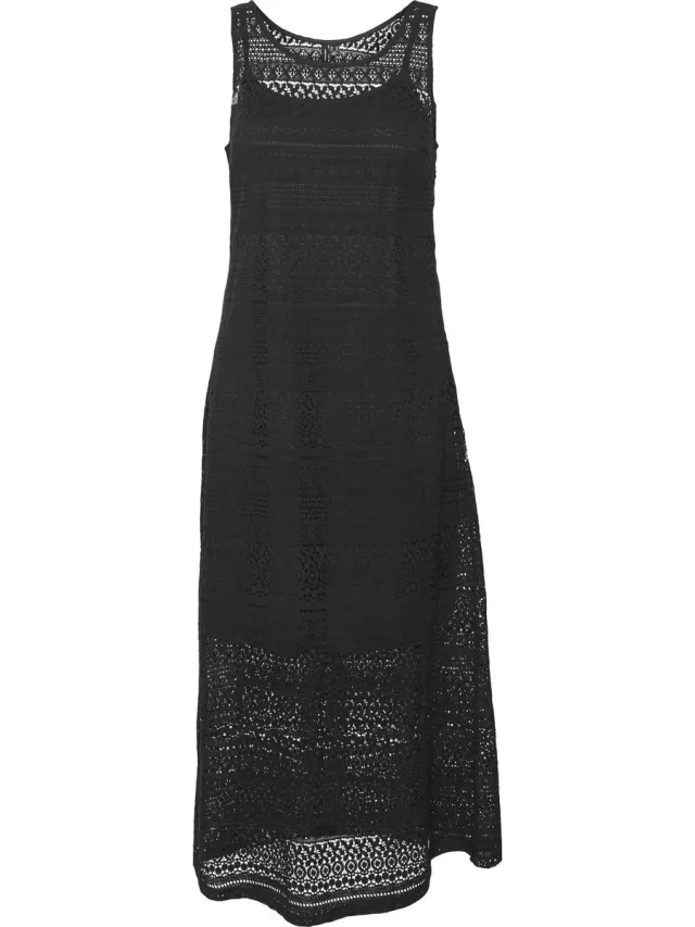 Vero Moda VMHONEY LACE SL 7/8 DRESS WVN GA - Dames - Maxi jurken Black