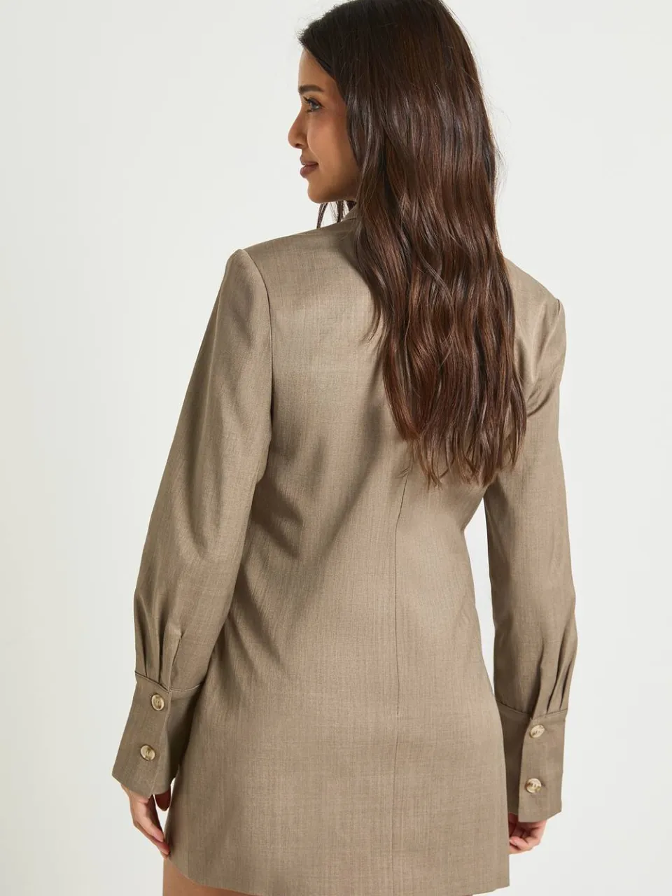 boohoo Dames Op Maat Gemaakte Dubbele Laag Utility Blousejurk taupe, foto 3