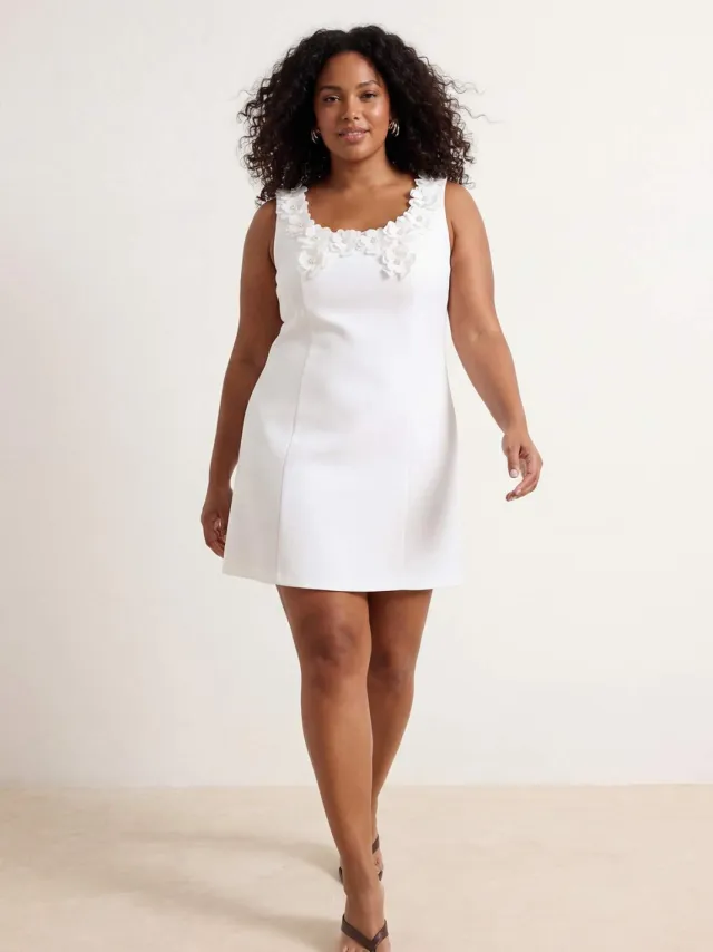 Trendyol Curve Dames Wit Effen Kort / Mini Mouwloos Feest Bodycon Grote maten Jurk