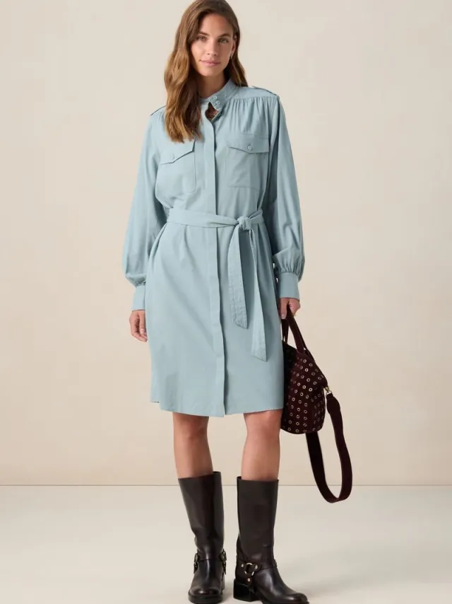 Sissy-Boy Blauwe midi jurk met ceintuur