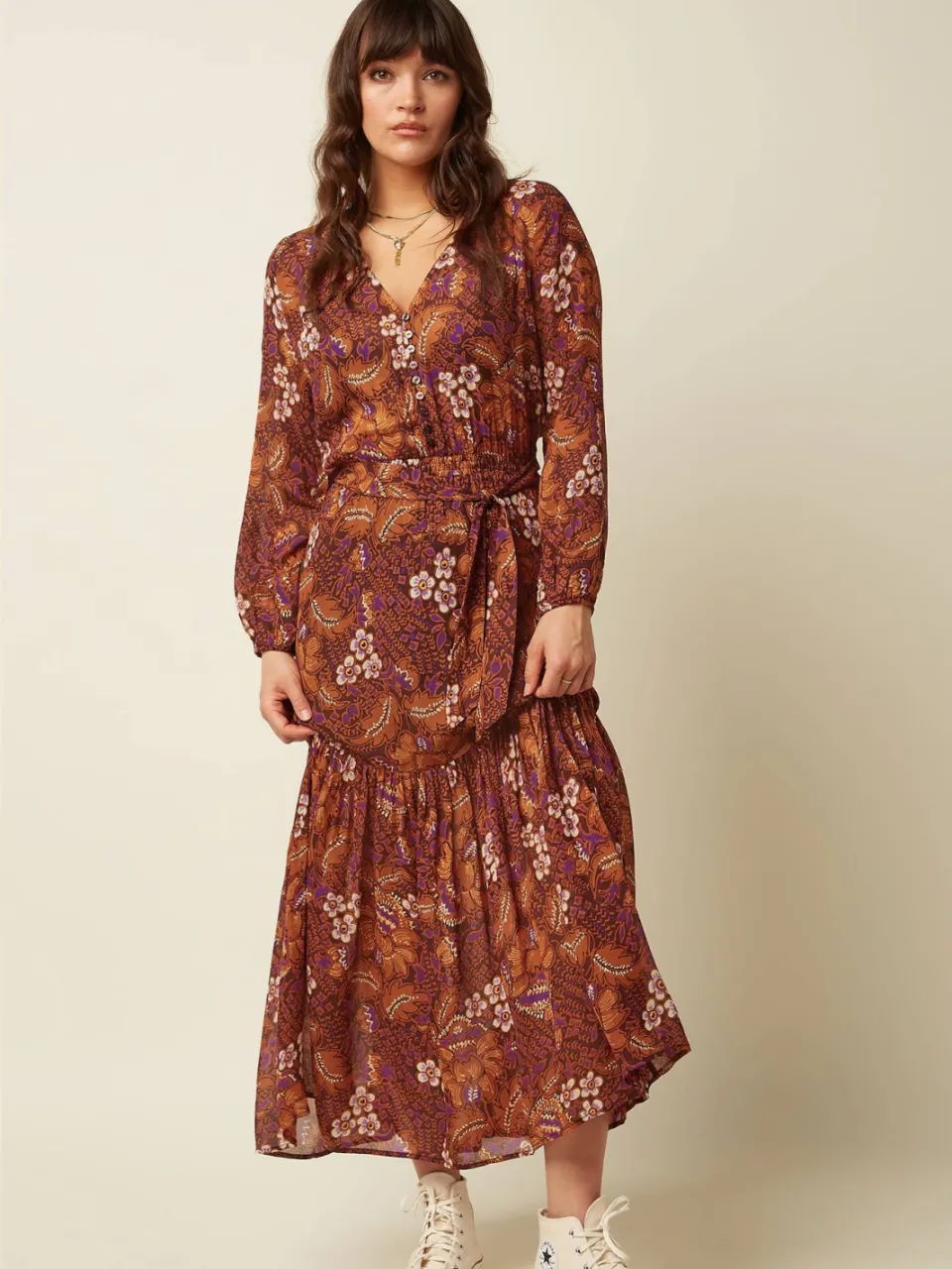 King Louie maxi jurk met print - bruin, foto 3