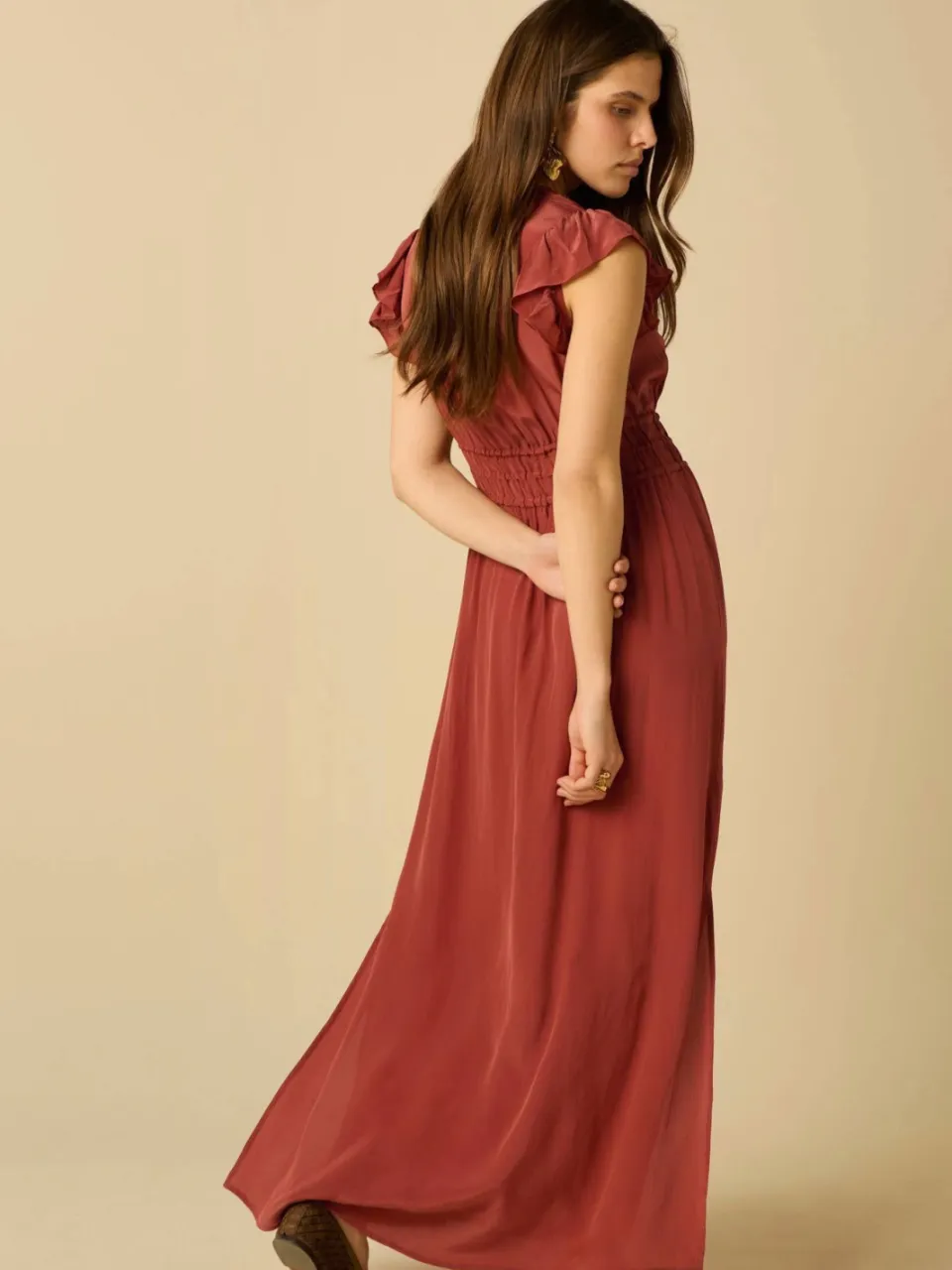 Sissy-Boy viscose maxi jurk - donkerrood, foto 3