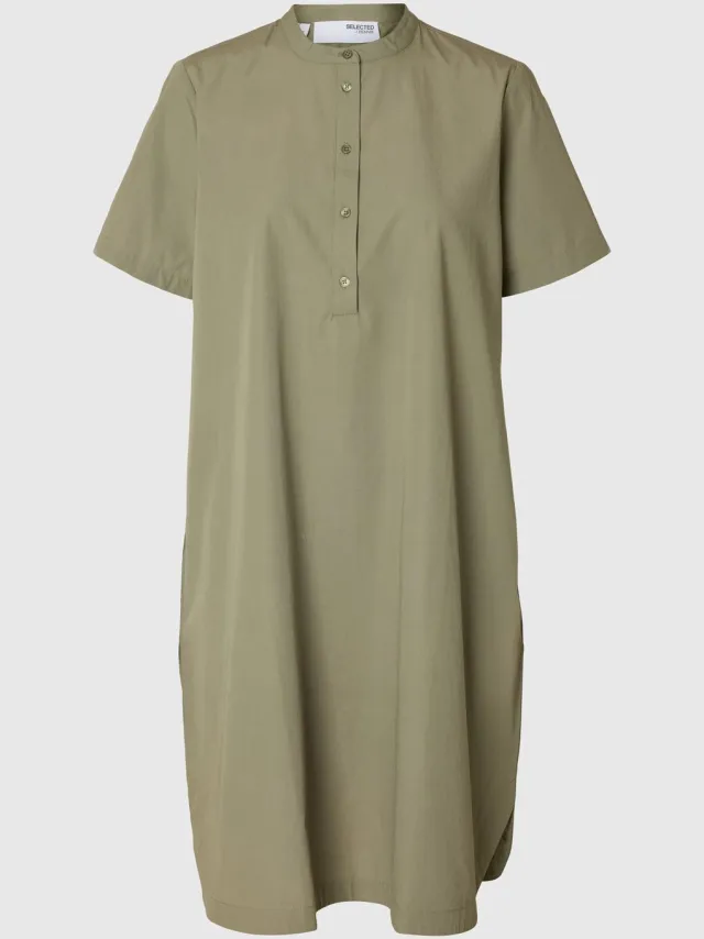 Selected Mini jurk Katoenen Vetiver