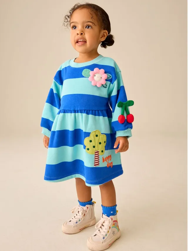 Next Meisjes - Sweaterjurk met lange mouwen - Blauw Blue/Navy Stripe Bunny