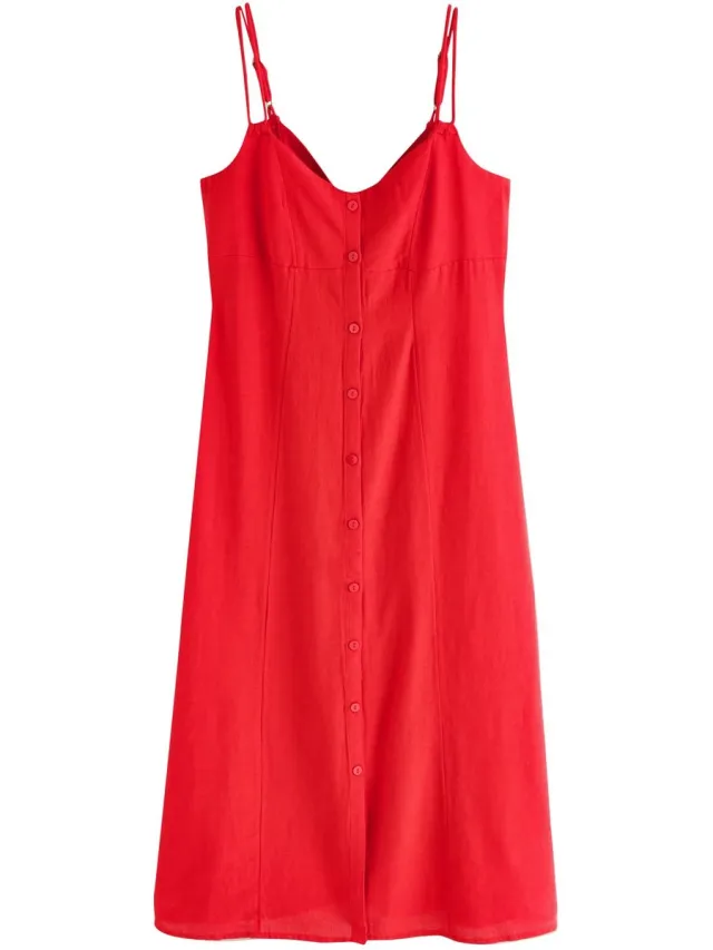 Next Dames - Halflange jurk met knoopsluiting - Rood Red