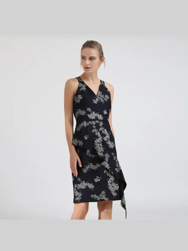 Smart & Joy Op maat gemaakte V-hals denimjurk Blauw