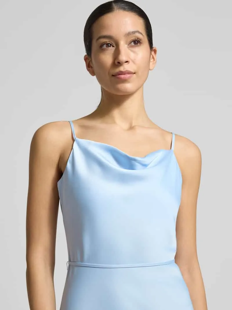 Yas midi-jurk van satijn model 'Thea' lichtblauw, foto 4