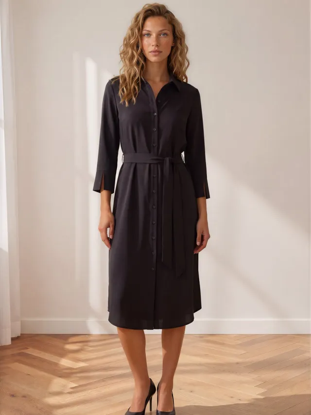 Mi Piace Travel Jurk Uni Black 2092 - Maat : Zwart