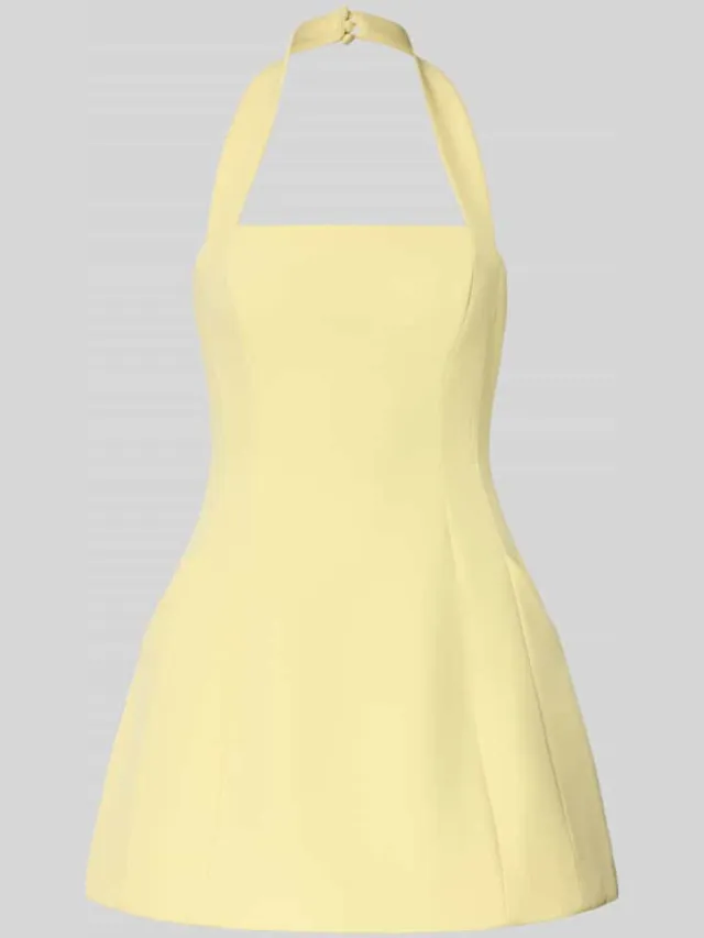 bardot Halter-cocktailjurk model 'NEVELLE HOURGLASS' lichtgeel, foto 2