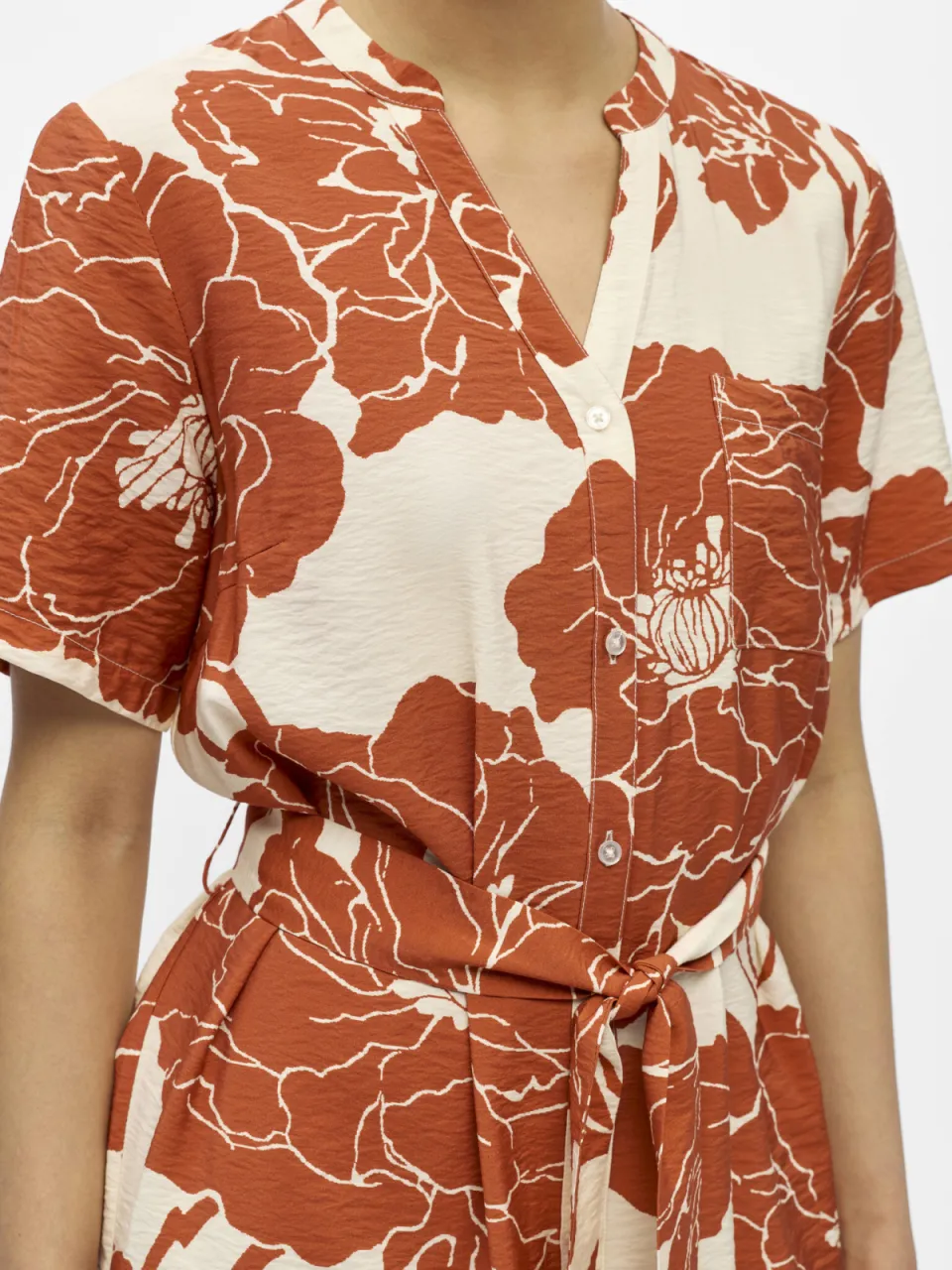 Object gebloemde blousejurk met ceintuur - oranje, foto 3