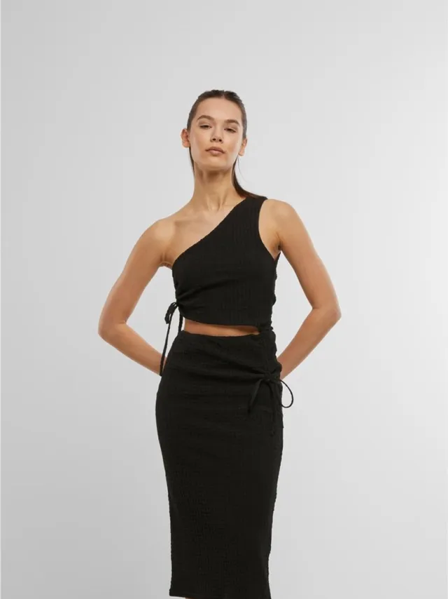 Urban Classics Cut-Out Jersey jurk Dames Midi-jurk - zwart