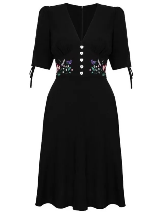 Hell Bunny Winnie Dress Dames Midi-jurk - zwart