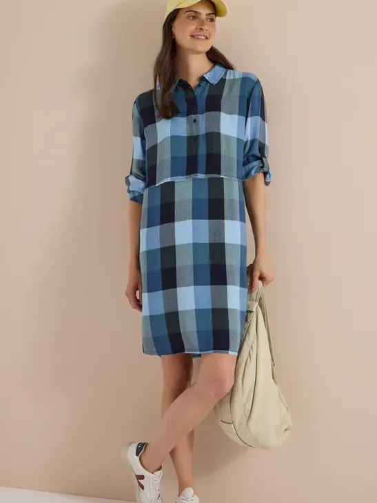 cecil Kniehoge jurk met ruitjespatroon Blauw