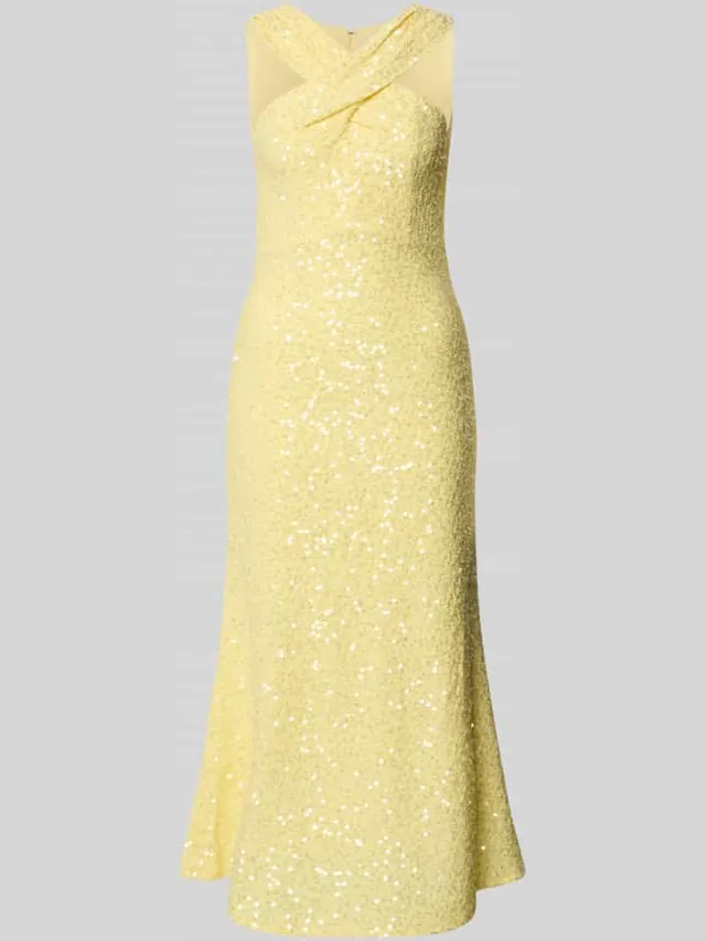 Little Mistress midi-jurk met pailletten Geel
