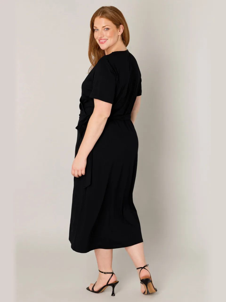Base Level Curvy jersey overslagjurk Abbie zwart, foto 3