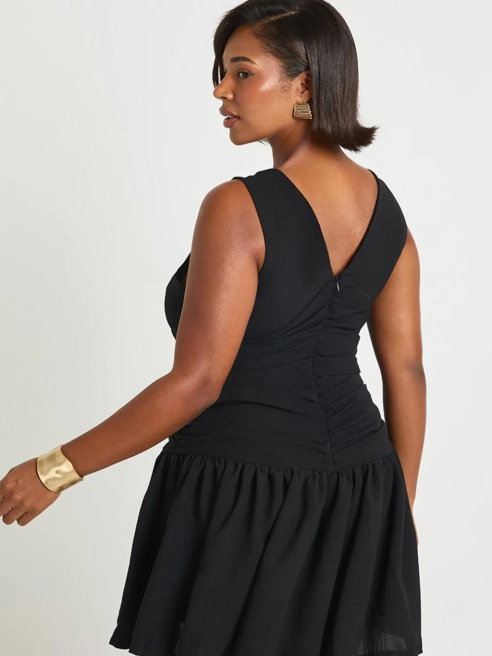 boohoo Dames Plus Plunge Korset Detail Mini Jurk zwart, foto 3
