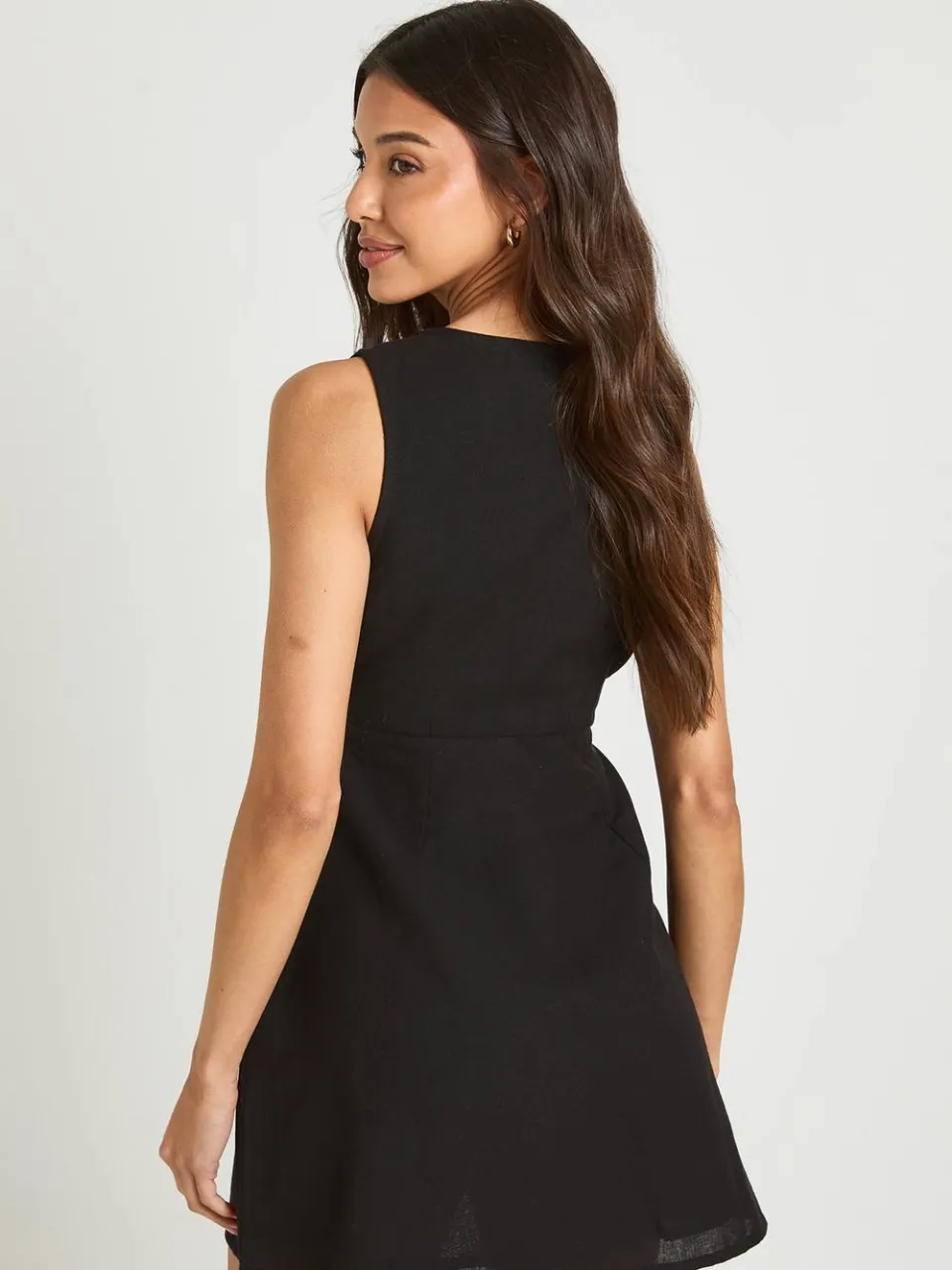 boohoo Dames Linnen Shift Jurk Met Bustdetail zwart, foto 2