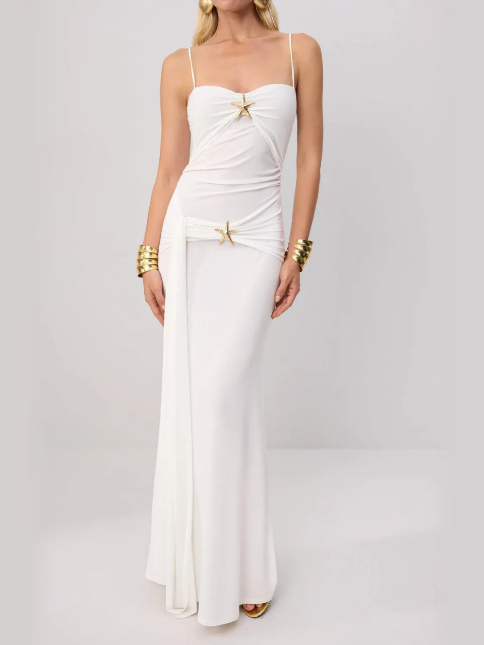 Trendyol TRENDYOLMİLLA Dames Wit Effen Maxi Mouwloos Diploma-uitreiking / Gala Recht Avond & Gala Jurk, foto 2