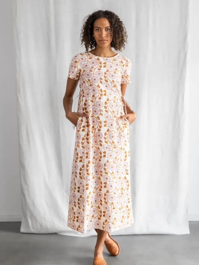 Jyoti - Fair Works dames vegan Maxi Jurk Ishani Crème Bloemen