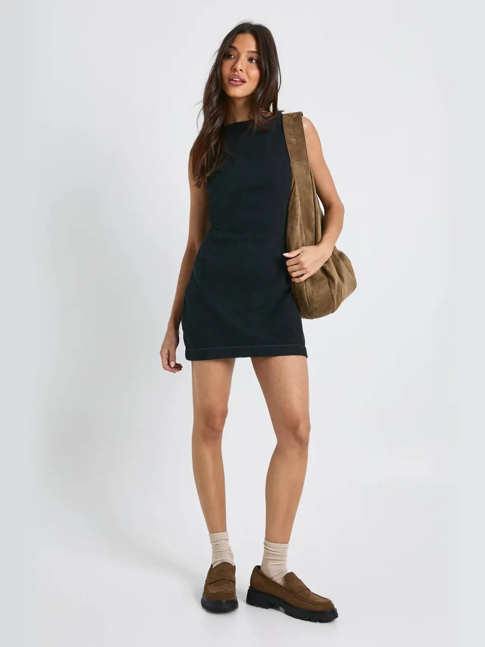boohoo Dames Basic denim shiftjurk, foto 3