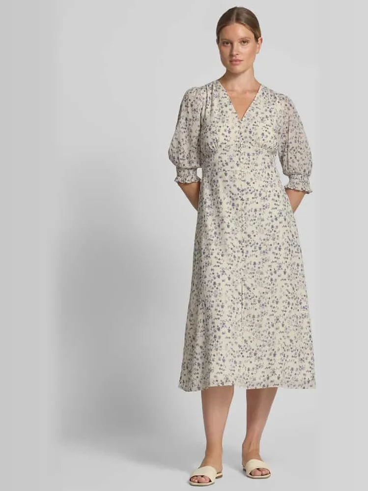 NEO NOIR Midi-jurk met bloemenprint model 'Valley' Offwhite