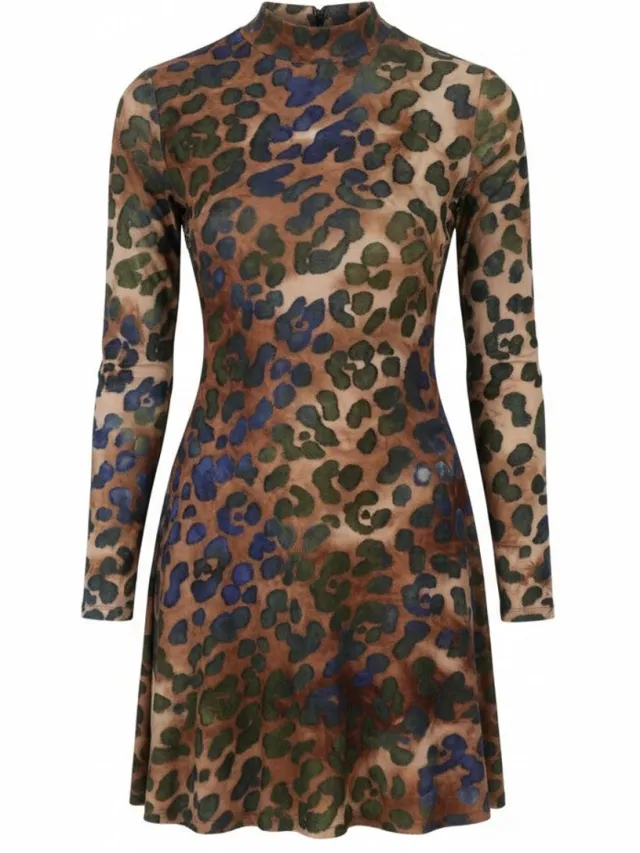 Desigual vest Felina damesjurk bruin getextureerde dierenprint met lange mouwen