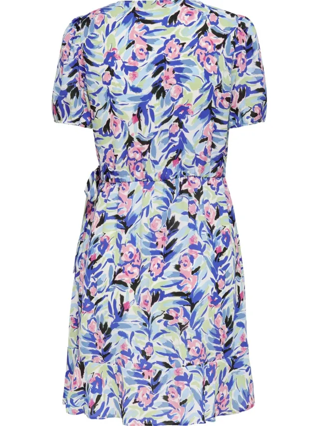 Only ONLALBERTA S/S WRAP DRESS WVN Dames Jurk blauw