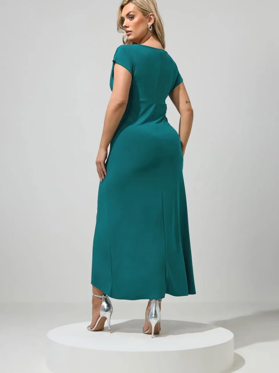 Yours London Blauwe Jurk Met Geplooide Details, foto 3