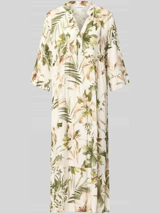 ZABAIONE Midi-jurk van viscose met serafinokraag model 'Kl44arraa' kaki, foto 2