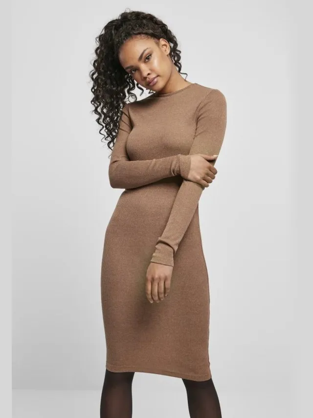 Urban Classics Rib Lange jurk - 4XL - Beige/Groen