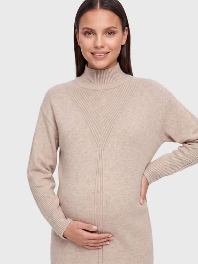 Only Maternity gebreide zwangerschapscoljurk beige, foto 5