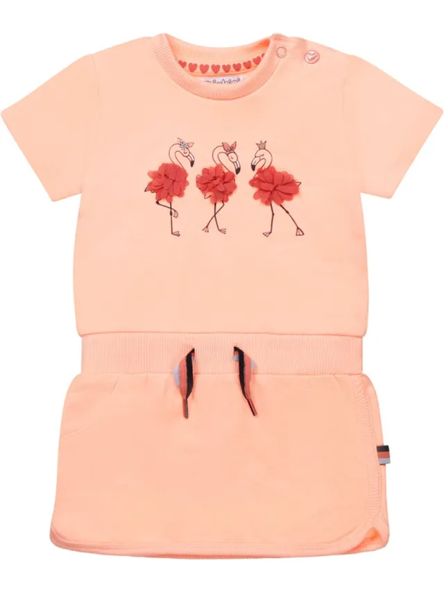 Dirkje Jurk Korte Mouw Flamingo Bright Peach 62 Roze