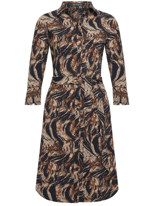 Mi Piace Travel Jurk Swirly Print 202092 Rust - Maat :