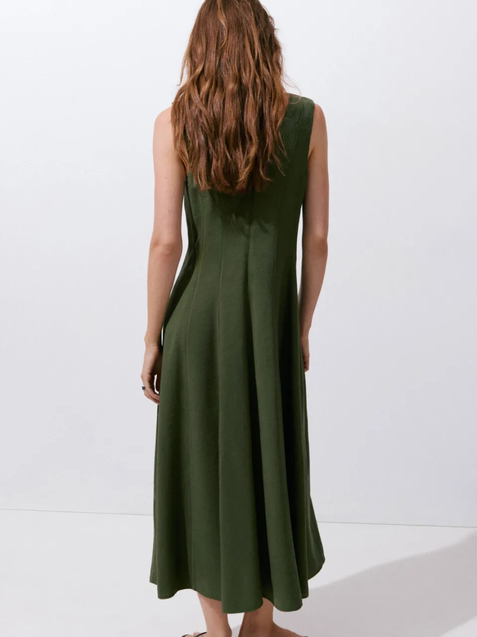 Mango midi zomerjurk - kaki, foto 5