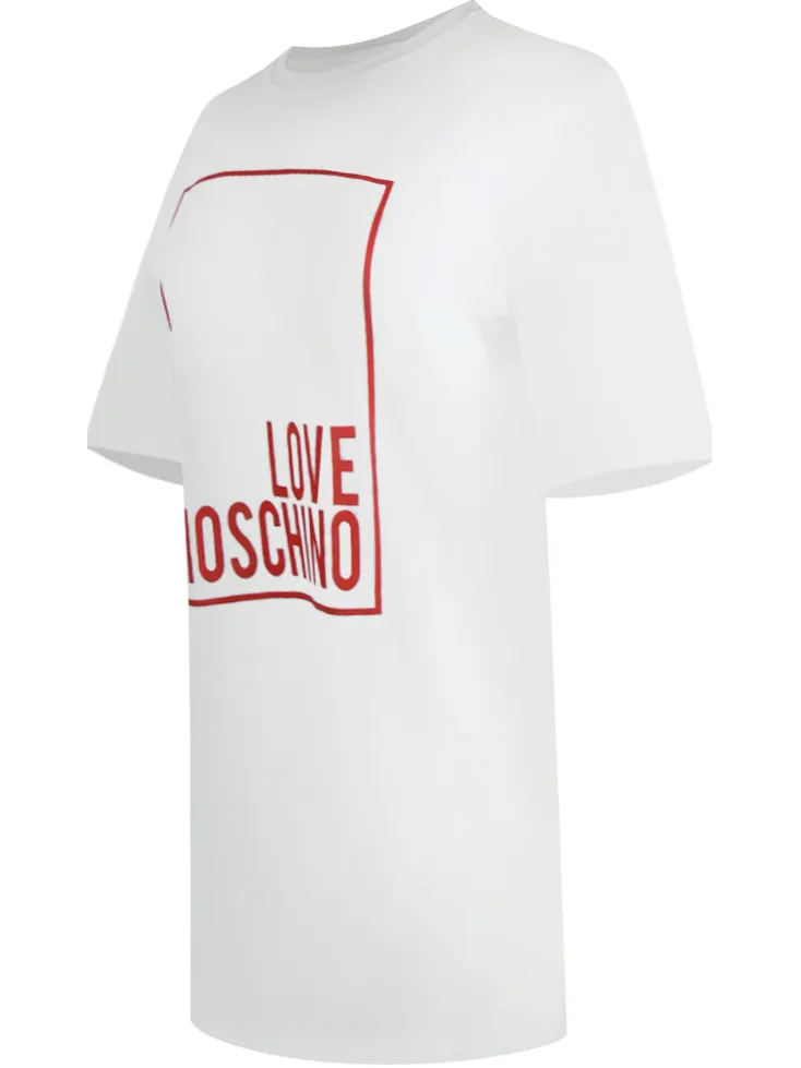 Love Moschino Large Box Logo Oversized White Mini T-shirt Dess, foto 2