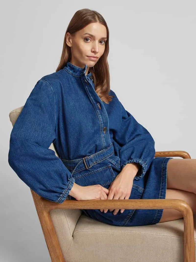 Max Mara Jeansjurk met tailleriem, model 'EURO' blauw, foto 4