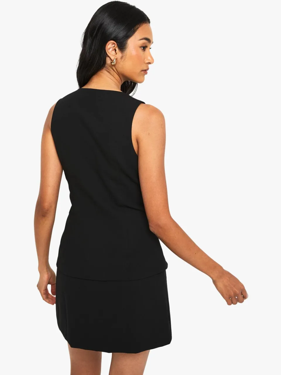boohoo Dames Op maat gemaakte gilet mini-jurk zwart, foto 2