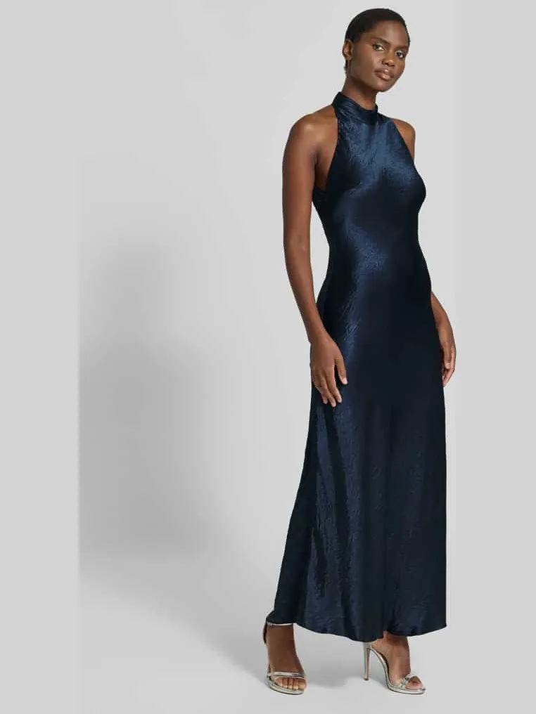 Cph Muse Maxi-jurk met halter model 'SASHA' Donkerblauw