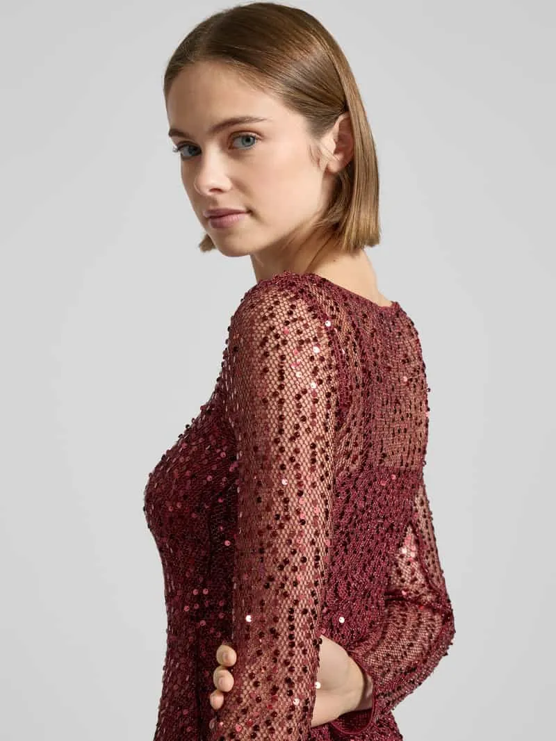 LeGer Mini-jurk met pailletten, model 'Lino' donkerrood, foto 5