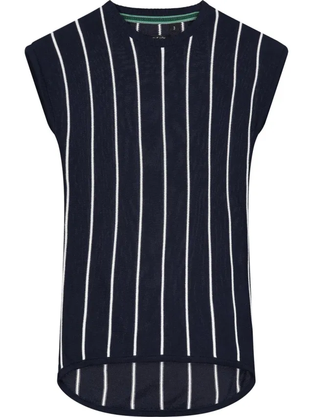 Levv shirt-jurk Gisa donker blauw met witte strepen voor meisjes