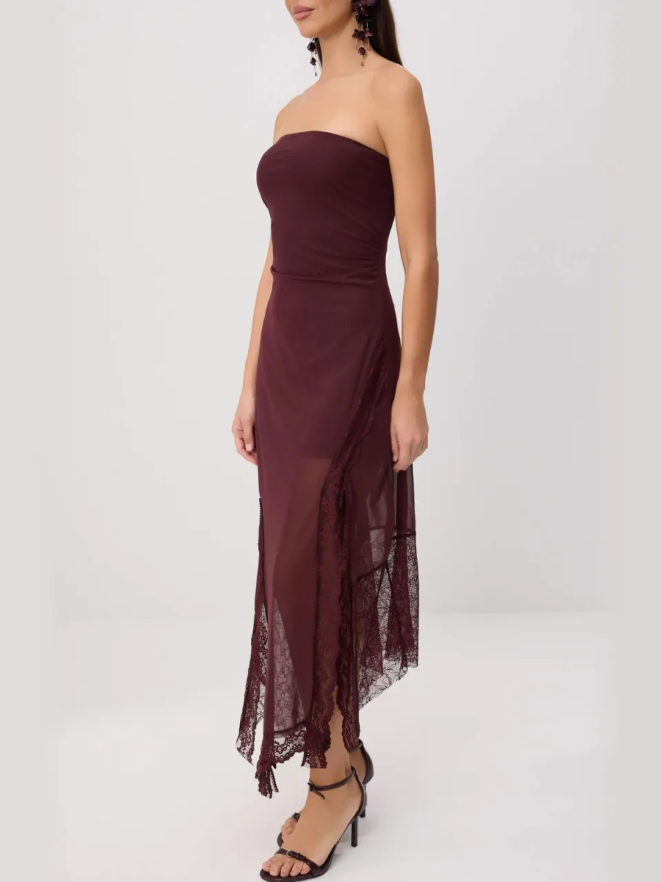 Trendyol TRENDYOLMİLLA Dames Bordeaux Effen Maxi Mouwloos Skater Avond & Gala Jurk, foto 2