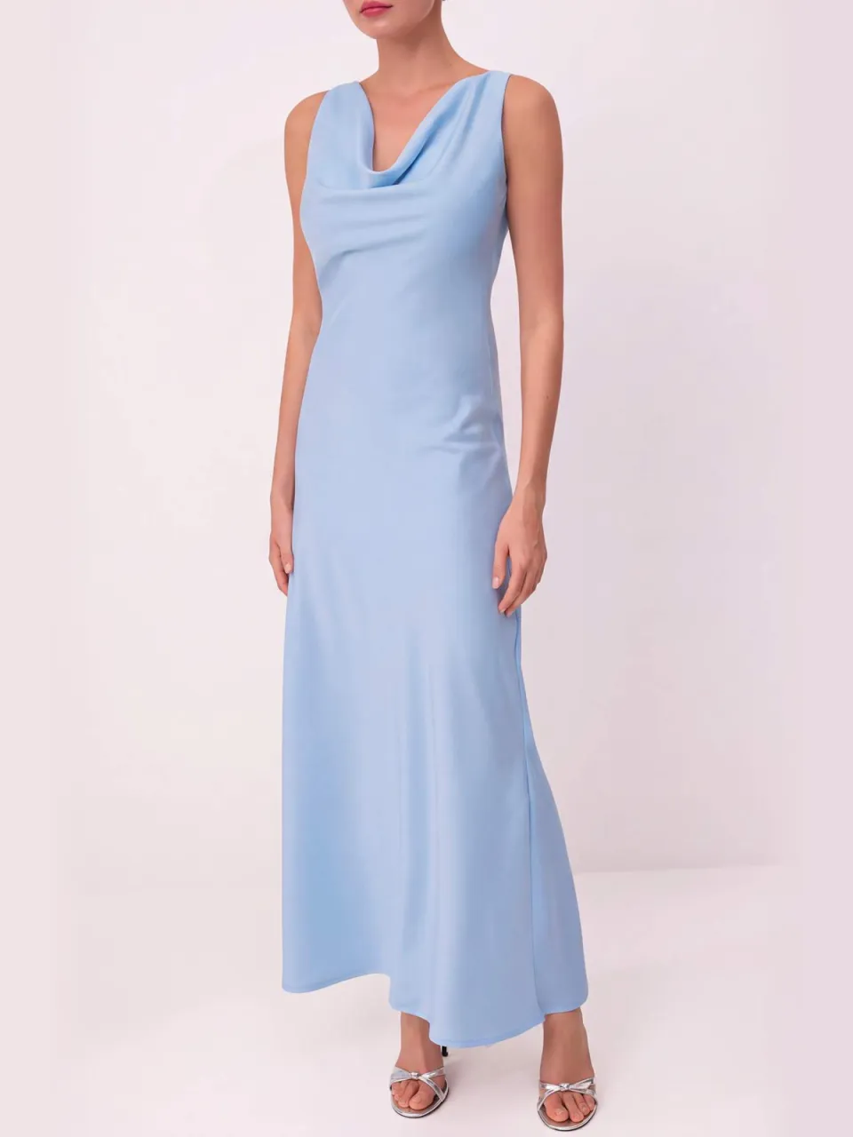 Trendyol TRENDYOLMİLLA Dames Blauw Effen Maxi Mouwloos Stijlvol/Avond A-lijn Jurken, foto 2