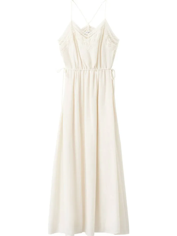 Mango broderie midi zomerjurk - beige, foto 2