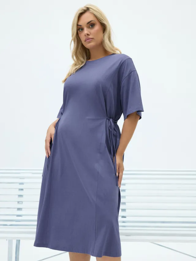 Yours Blauwe Midijurk Met Strik Aan De Voorkant Blue