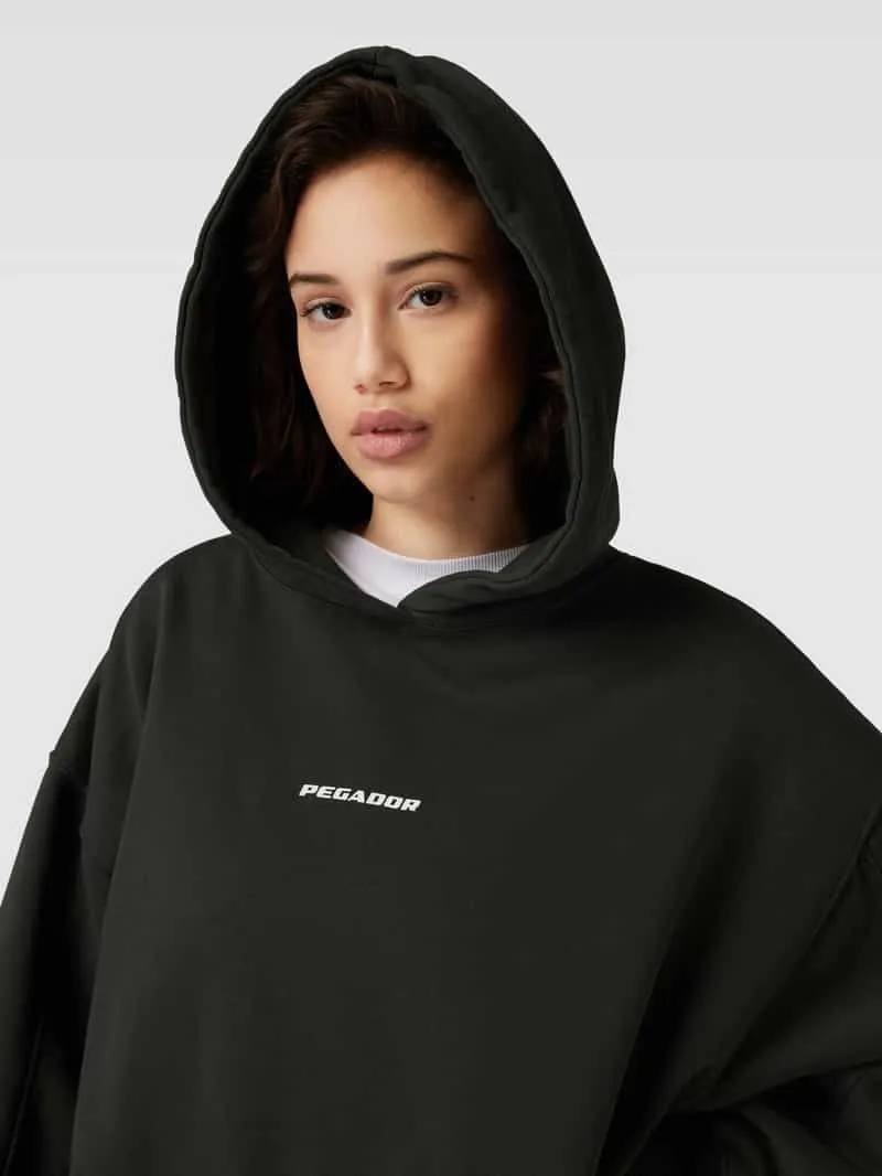 PEGADOR Oversized sweatjurk met logoprint, model 'MALM' olijfgroen, foto 4