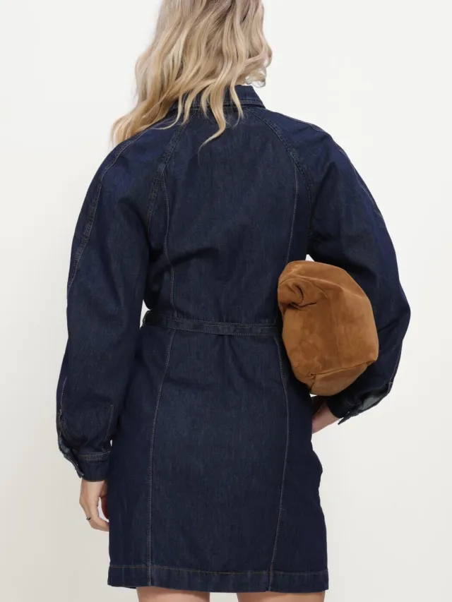 MSCH Copenhagen Mschsana Lis Denim Shirt Dress Dames - Jurk - Donkerblauw