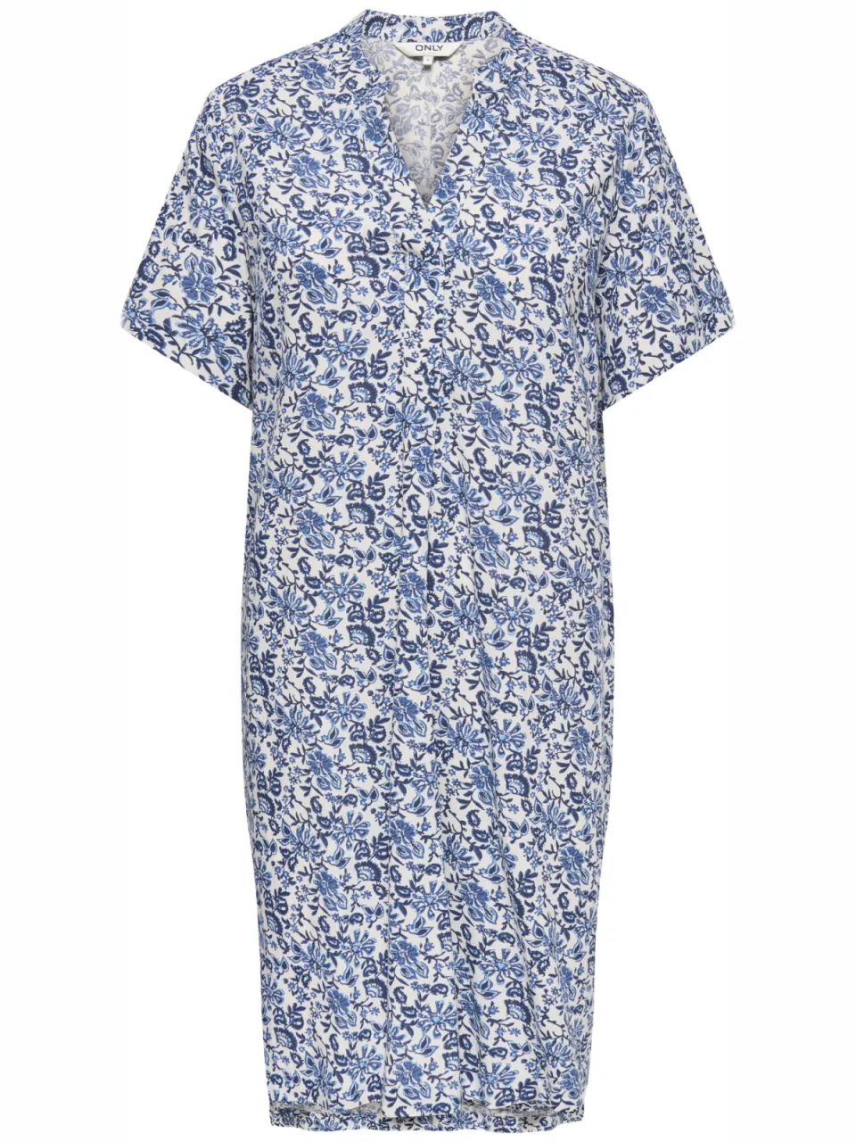 Only korte gebloemde zomerjurk - blauw, foto 2