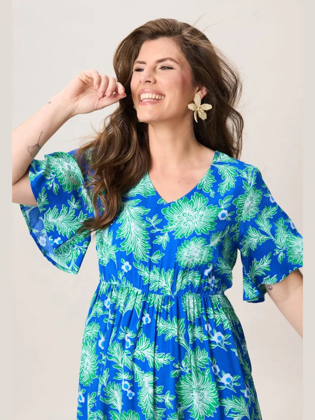 Miss Etam gebloemde maxi zomerjurk - blauw, foto 4