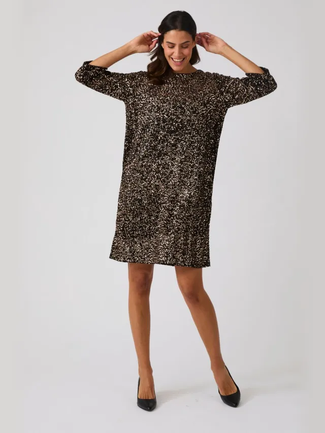 Damart Paillettenjurk - Dames - Bronskleur - 50