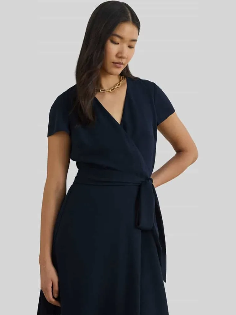 Lauren Ralph Lauren Getailleerde vrijetijdsjurk van chiffon marineblauw, foto 2